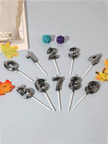 1 pieza Vela con números en negro del 0 al 9 para decoración de tarta de cumpleaños y fiesta