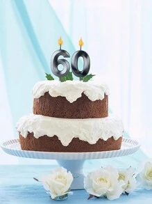 1 pieza Vela con números en negro del 0 al 9 para decoración de tarta de cumpleaños y fiesta