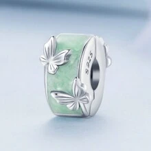 bamoer 1 PC 925 Sterling Silver Butterfly Dragonfly Charm Bead Flower Daisy Green Cubic Zirconia Pendant Fit Women DIY Bracelet Necklace Fine Jewelry Valentines - Multicolor - View 12