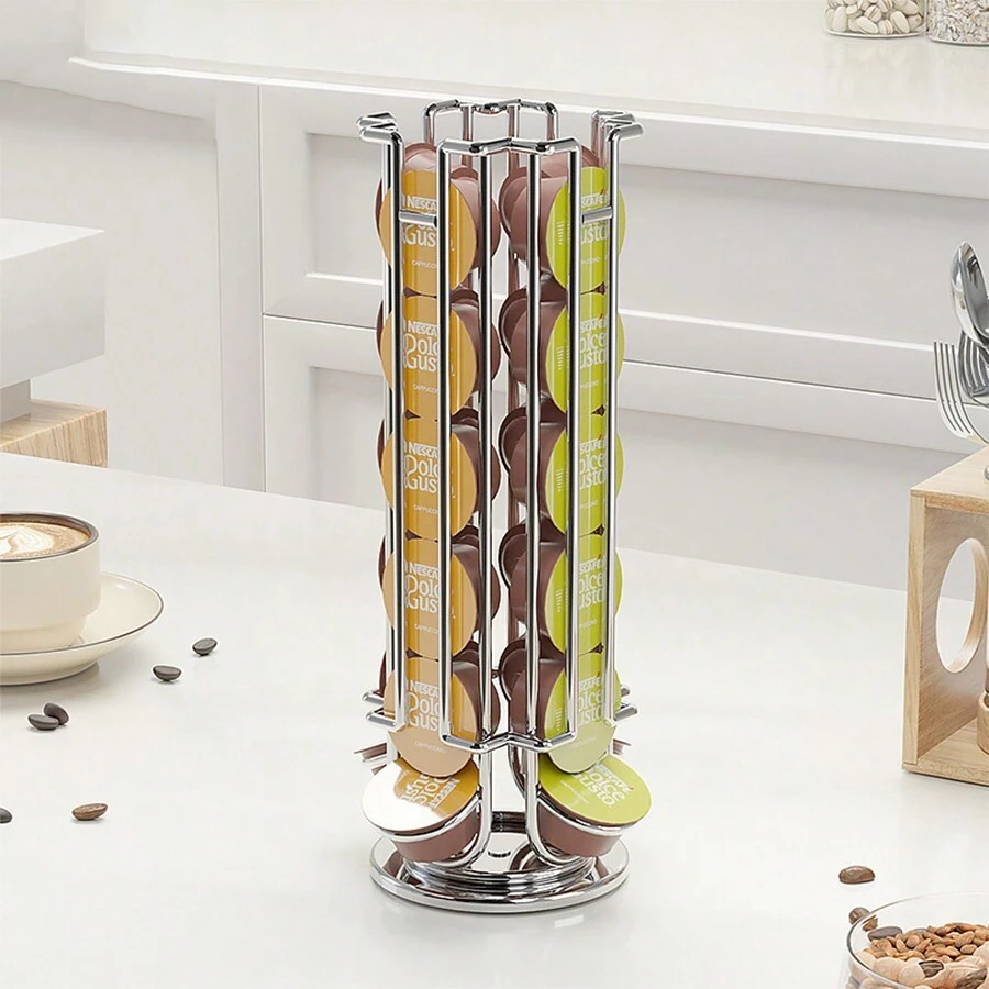 1pc How Cool Nestle Capsule Coffee Rack Coffee Capsule Rack Display Rack Storage Rack Iron Rotating Display Rack - Multicolor - View 1