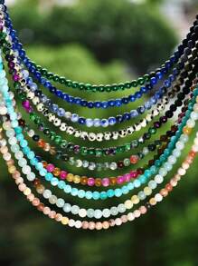 Collar de cadena de clavícula de estilo Y2K con piedra natural de aquamarina, joyería de collar de cuentas de topacio de 4 mm de colores, adecuado para uso diario y conjuntos