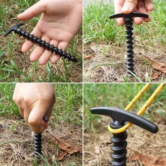 10pcs Heavy Duty Screw-In Nylon Tent Stakes - Windproof, Easy-To-Use Tent Pegs, Great For Camping And Hiking