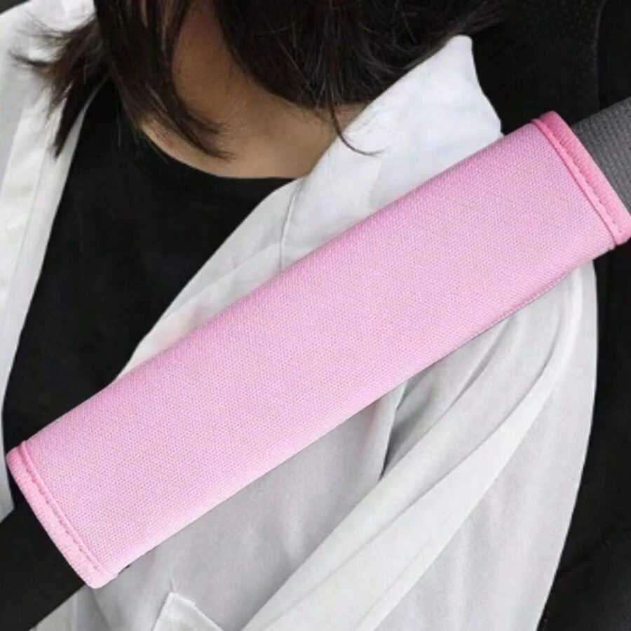 2pcs Car Seat Belt Shoulder Pad, Pink Universal Safety Belt Cushion Cover - Pink - View 1