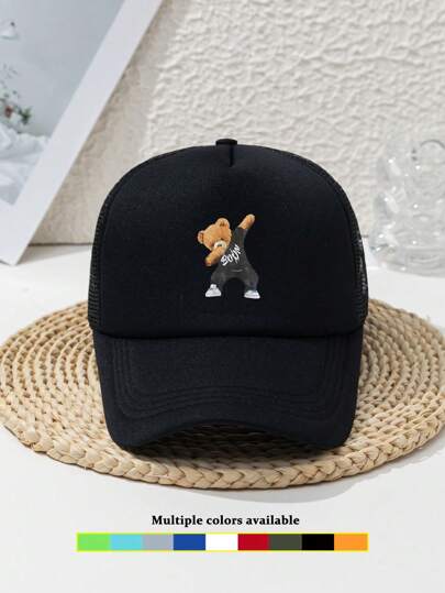 1pc Unisex BOOM Bear Outdoor Casual Beach Adjustable Baseball Cap, Suitable For Daily Wear, Spring/Summer