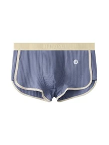 3pcs  Sports Men's Boxer Briefs In Solid Colors With Ribbed Design - Multicolor - View 3