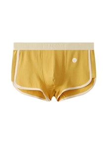 3pcs  Sports Men's Boxer Briefs In Solid Colors With Ribbed Design - Multicolor - View 4
