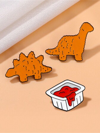 Cute Cartoon Enamel Dinosaur Brooch, Backpack/Clothing Ornament Badge, Zinc Alloy