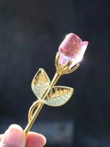 1pc Glass Rose Mini Crystal Flower Artificial Flowers,Mini Crystal Gift Box Decoration Red Rose Flower Artificial Flowers Party Gift For Women, Glass Rose Mini Crystal Flower Artificial Flowers Wedding Party Gift Room Ornament Office Desktop Decoration