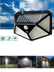 Kit 2 Luminária Solar Parede 100 Led Sensor Presença 3 Funções - 2 Peças - Visão 2