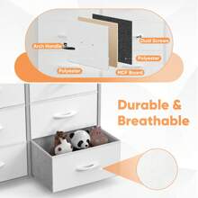 Sweetcrispy Dresser, Tall Dresser For Bedroom, Drawer Dresser Organizer Storage Drawers With 10 Drawers, Chest Of Drawers With Fabric Bin, Steel Frame, Wood Top For Bedroom