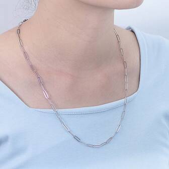 Fashionabla rostfritt stål Silverfärgat pappersklämma halsband