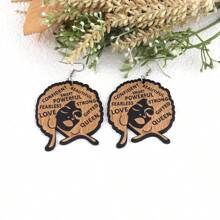 1對木質黑色激光雕刻QUEEN非洲女性耳環，波西米亞復古風格，帶有圖案 - 非洲女人 - 查看 15