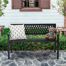 47in PVC Mesh Backrest Iron Bench Black - Black - View 1