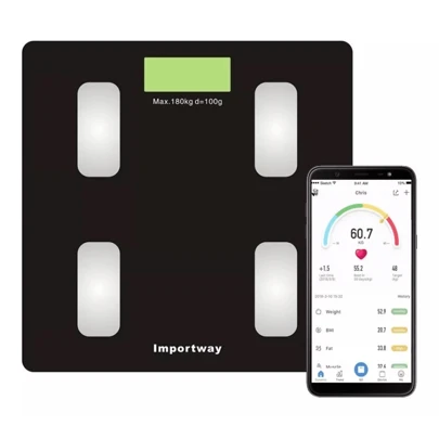 Balança Digital Bioimpedância Com Bluetooth Aplicativo Peso Corporal Gordura 180kg IWBDBIO001APP