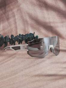 1 件全框骑行护目镜，防风、防沙，男女皆宜 - 白框銀膜 - 查看 3