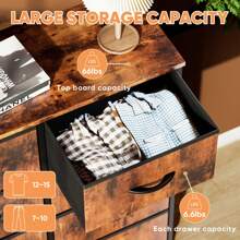 Sweetcrispy Dresser, Tall Dresser For Bedroom, Drawer Dresser Organizer Storage Drawers With 10 Drawers, Chest Of Drawers With Fabric Bin, Steel Frame, Wood Top For Bedroom - 鏽棕色 - 查看 4