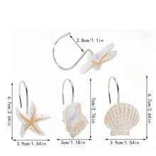 12pcs Oceanic Style Shower Curtain Hooks With Starfish, Conch And Sea Shell Design, Easy To Install, Suitable For Bathroom, Bedroom, Living Room Home Bathroom Decor Fall Decor Bathroom Accessories Back To School