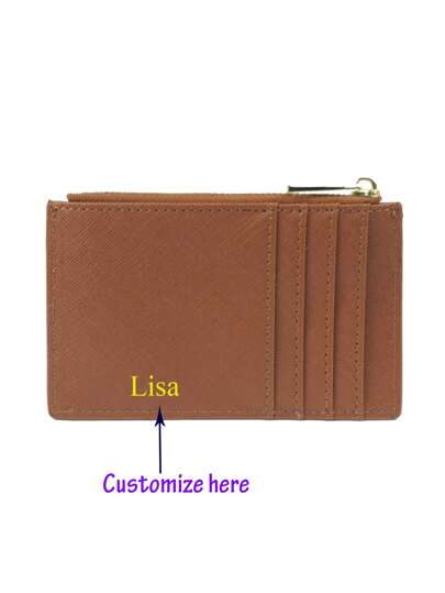 Personalized 1pc Ladies PU Leather Zipper Card Holder For Women Small Zip Mini Wallet Coin Purse Letter Portable, Versatile, Lightweight, Functional, Practical Fashionable, Kawaii, Vacay Vibes/Vacation, Minimalist, Basics Hot Pink, Royal Blue, Burgundy Red Custom, Unique Finds, Winter Fashion, Christmas/Holiday Gift, Personalized Gifts Purses And Bags Boyfriend,New Year Glamour