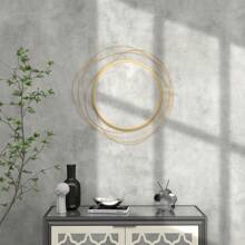 HOMCOM Metal Wall Art 25.6" In Round Wall Mirror - 金色 - 查看 5