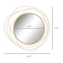 HOMCOM Metal Wall Art 25.6" In Round Wall Mirror - 金色 - 查看 2