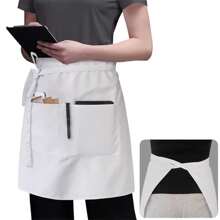 55.88cm Black Server Apron With 3 Pockets, Waterproof Mid-Length Waist Apron For Men & Women, Restaurant/Cafe Waitress/Waiter Uniforms - Multicolor - View 3