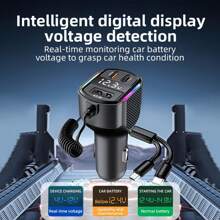 3-Port [1 USB+2 PD] 30W 3-In-1 Car Charger, Quick Charging, Compatible With IPhone/Xiaomi/Samsung, Car Charger Adapter - Black - View 3