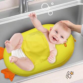 KAKIBLIN 1 Pcs Inflatable Baby Bath Bather, Inflatable Baby Bather With Quick Dry Cover, Swaddle Wings And Storage Bag, Portable Travel Baby Bathtub For Newborns And Infants 0-8 Months