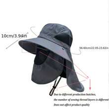 1pc Outdoor Sun Hat With Removable Face Cover, UV Protection Wide Brim Hat With Neck Flap For Hiking, Climbing, Fishing