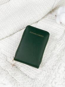 錢包，多功能錢包，印有字母圖形的卡片夾多卡片組織者，用於存儲信用卡學校用品，用於學校宿舍房間 - 墨綠色 - 查看 4