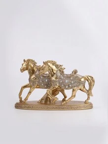 海賊王戰馬裝飾品，鑲有鑽石裝飾的奔馳馬裝飾雕像 - 金色 - 查看 7