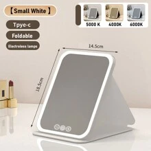 Miroir de maquillage éclairé par LED, miroir de beauté portatif illuminé avec 3 couleurs d'éclairage et luminosité réglable à écran tactile, miroir de vanité de bureau pliable à LED avec batteries rechargeables, meilleur cadeau pour voyager