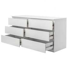 Modern 6-Drawer Storage Chest Organizer Cabinet Black/White - trắng - Xem 7