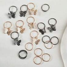 20 piezas Nuevos clips de accesorios de trenzas africana de metal, Lazos de pelo abierto con mariposas, Decoración de trenzado hueco vintage para bricolaje. - Multicolor - Ver 6