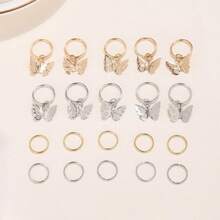 20 piezas Nuevos clips de accesorios de trenzas africana de metal, Lazos de pelo abierto con mariposas, Decoración de trenzado hueco vintage para bricolaje. - Multicolor - Ver 8