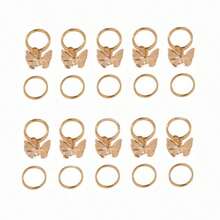 20 piezas Nuevos clips de accesorios de trenzas africana de metal, Lazos de pelo abierto con mariposas, Decoración de trenzado hueco vintage para bricolaje. - Multicolor - Ver 7