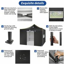 1 PC padiglione pieghevole padiglione 3x3 impermeabile stabile resistente all'inverno padiglione da giardino, padiglione pop-up con 4 pareti laterali, tenda da festa 3x3 per giardino, festa, protezione UV 50+ 3 livelli regolabili in altezza