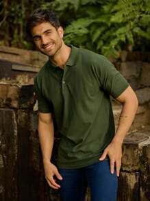 Playera Polo para Hombre Manga Corta 100% Algodón - ALFANI - Verde militar - Ver 8