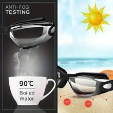 Juego de gafas de natación chapadas para adultos, con lentes antivaho HD y resistentes al agua, con protección UV - Adecuado para piscina, playa y entrenamiento, con tapones para los oídos para protección, artículos esenciales de playa, accesorios de playa, flotador de piscina