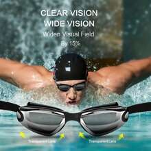 Juego de gafas de natación chapadas para adultos, con lentes antivaho HD y resistentes al agua, con protección UV - Adecuado para piscina, playa y entrenamiento, con tapones para los oídos para protección, artículos esenciales de playa, accesorios de playa, flotador de piscina