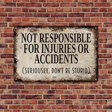 1pc Swimming Pool Safety Sign - Not Responsible For Injuries Or Accidents - Vintage  Sign 8x12 Inches\30x20cm - multicolor - View 5