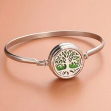 New Aromatherapy Cuff Bangle Diffuser Bracelets Perfume Essential Oils Diffuser Bracelet Open Locket Cuff Bracelets Aroma Jewelry For Men Couple Bangles - Silver - View 7
