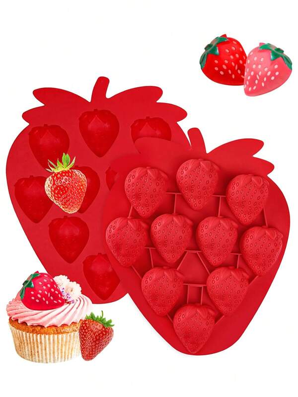 1pc Strawberry Mold Silicone 3D Strawberry Chocolate Mold, Suitable For Christmas Decoration Soap, Ice, Candles, Gummies, And Cupcakes