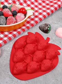 1入組草莓模具，矽膠 3D草莓巧克力模具，適用於聖誕裝飾用肥皂、冰塊、蠟燭、軟糖和杯子蛋糕