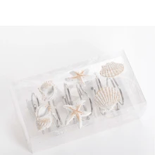 12pcs Oceanic Style Shower Curtain Hooks With Starfish, Conch And Sea Shell Design, Easy To Install, Suitable For Bathroom, Bedroom, Living Room Home Bathroom Decor Fall Decor Bathroom Accessories Back To School