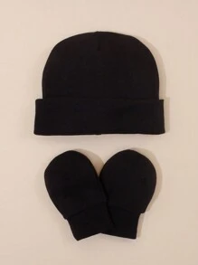 3 Sets Newborn Baby Soft Skin-Friendly Cap + Anti-Scratch Gloves Set - Multicolor - View 4