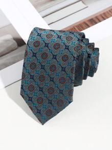 1 件男士时尚绿色圆点佩斯利和植物图案领带，适合正式场合和派对，工作领带