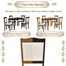 5-Piece Wood Dining Table Set Simple Style Kitchen Dining Set Rectangular Table With Upholstered Chairs For Limited Space (Espresso,Walnut) - 核桃 - 查看 8