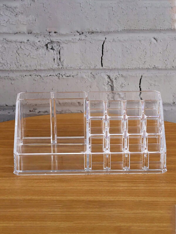 1pc 16-Grid Clear Acrylic Storage Box, Cosmetic Organizer, Makeup Display Stand, 4 Sizes Available,For Holiday Beach, Bathroom Collection, Bedroom Collection, Large Capacity