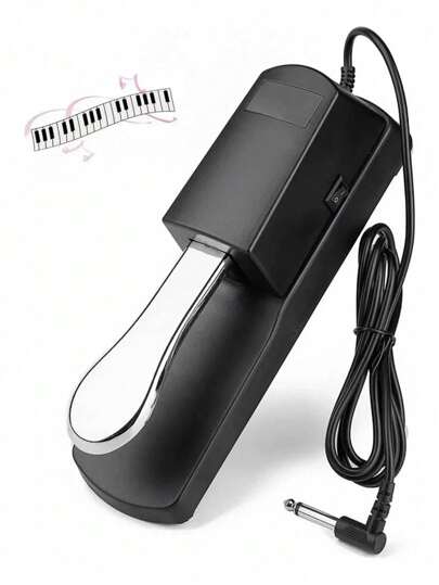 Pedal Piano Piano Sustain Pedal Pedal Universal para Pianos Eléctricos y Digitales con Interruptor de Polaridad Pedal de Sostenido Suela de Goma Antideslizante