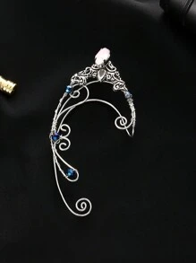 1pc Vintage Copper Rhinestones Handmade Woven Clip-On Earring Without Piercing, Fashionable Style Exaggerated Ear Accessory With Personalized Design And Fantasy Fairy Effects For Women's Banquet Or Performance - No Piercing Ear Hooks - View 4